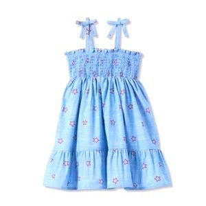 BRAND NEW! Patriotic Toddler Girls  Chambray Star Smocked Dress Cat & Jack
